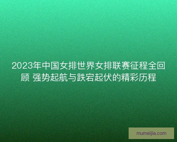 2023年中国女排世界女排联赛征程全回顾 强势起航与跌宕起伏的精彩历程