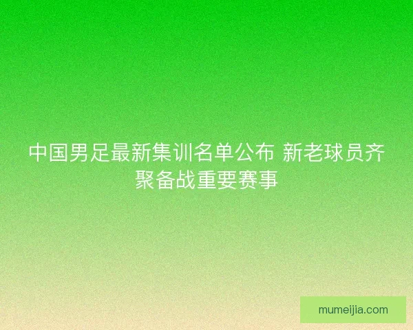 中国男足最新集训名单公布 新老球员齐聚备战重要赛事 中国男足最新集训名单公布 新老球员齐聚备战重要赛事