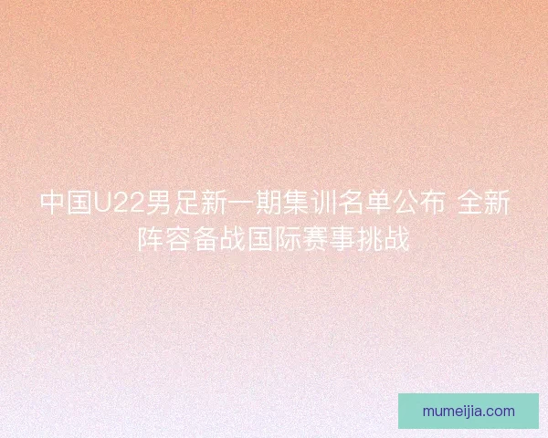 中国U22男足新一期集训名单公布 全新阵容备战国际赛事挑战