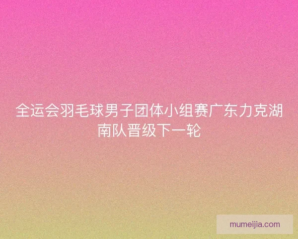 全运会羽毛球男子团体小组赛广东力克湖南队晋级下一轮