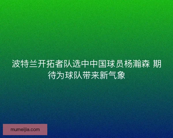 波特兰开拓者队选中中国球员杨瀚森 期待为球队带来新气象 波特兰开拓者队选中中国球员杨瀚森 期待为球队带来新气象