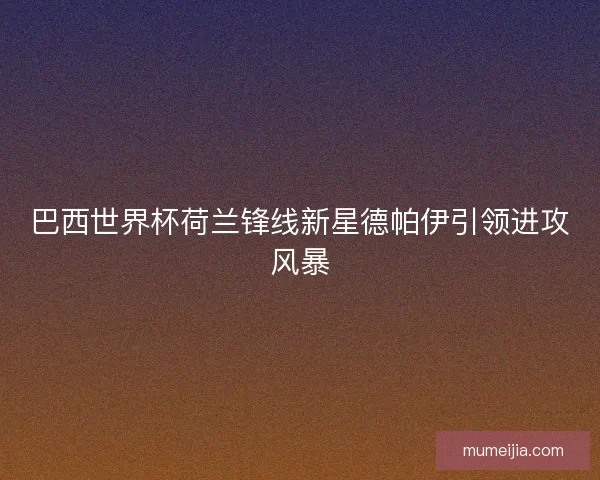 巴西世界杯荷兰锋线新星德帕伊引领进攻风暴 巴西世界杯荷兰锋线新星德帕伊引领进攻风暴