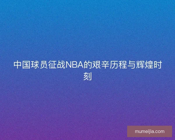 中国球员征战NBA的艰辛历程与辉煌时刻