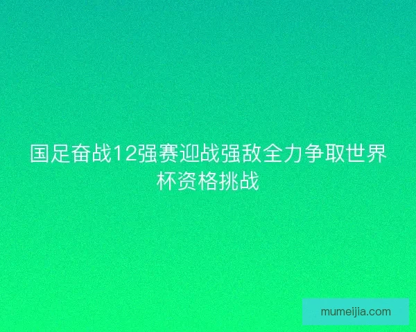 国足奋战12强赛迎战强敌全力争取世界杯资格挑战